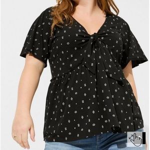 Vintage cotton jersey v-neck tie front top 00 is a Medium/Large or size 8-10